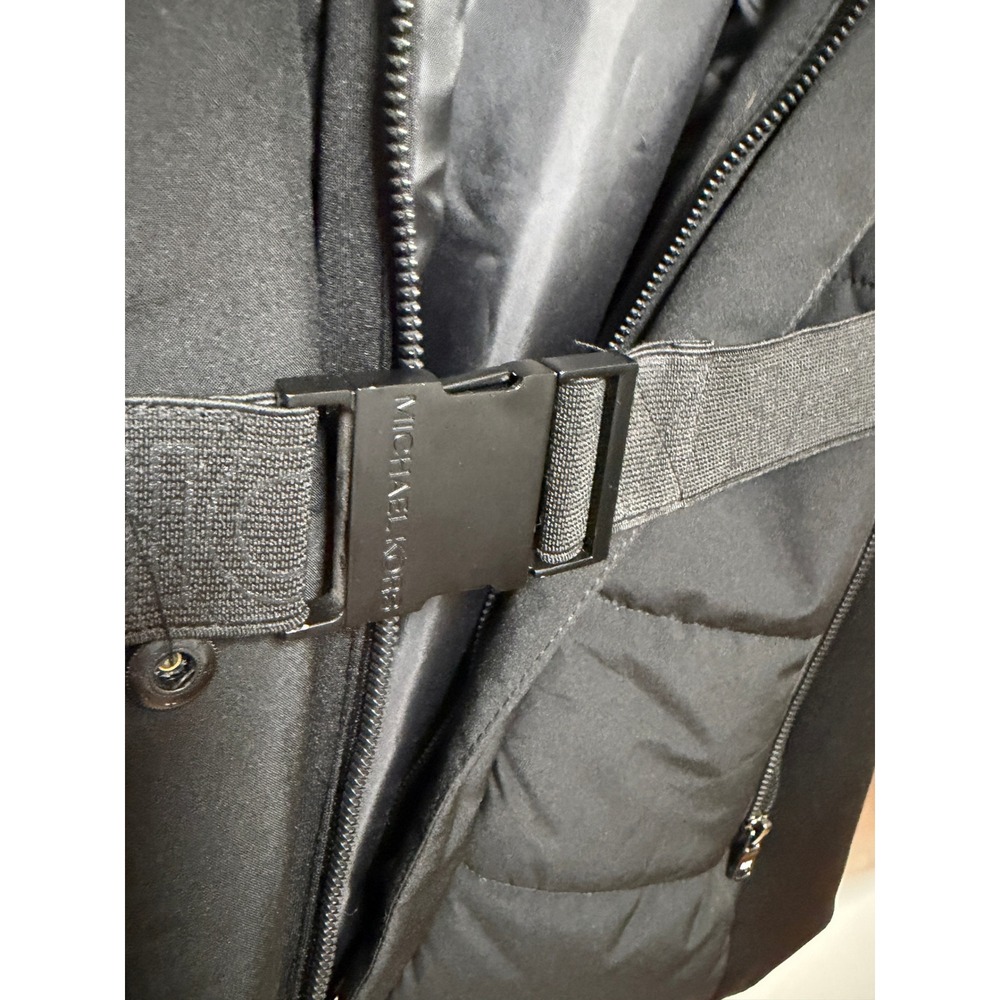 Michael Kors Black Puffer Belted Hooded Winter Jacket Women Size S - Picture 2 of 9